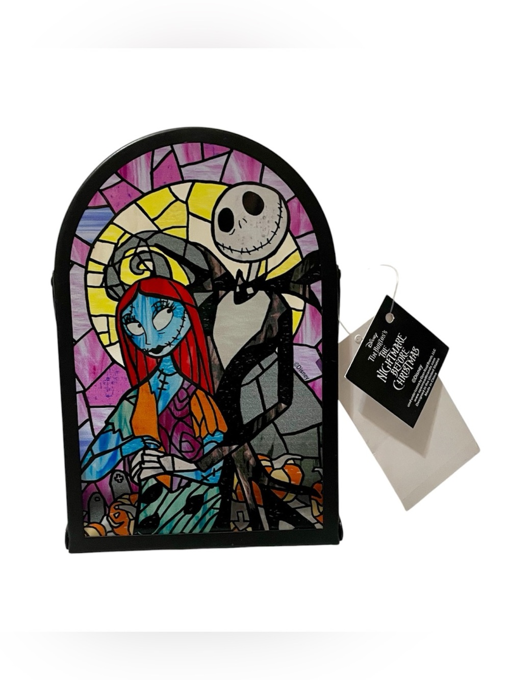 The Nightmare Before Christmas Jack and Sally Painted Glass Tea Lea Light Holder